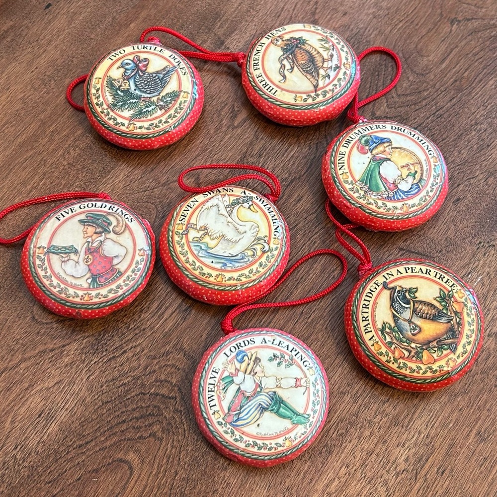 💥 7 Vintage Decoupage Ornaments - Part of 12 Days of Christmas - 1,2,3,5,7,9,12